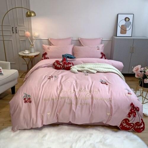 2020 Luxury Egypt Cotton Fresh lovely Bedding Set Embroidery Duvet Cover Bed Sheet Pillowcases Queen King Size 4/6/7Pcs