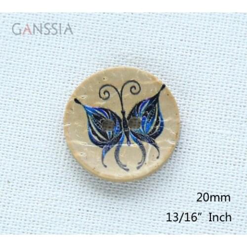 30pcs/lot Size:20mm Butterfly Coconut Buttons Round Button for DIY Handwork Skirt Garment Clothing Sewing Crafts(SS-2406)