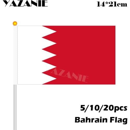 YAZANIE 14*21cm 5/10/20pcs Bahrain Hand Flag National Hand Flag Polyester Small Size Flying Banner Custom World Countries Flags