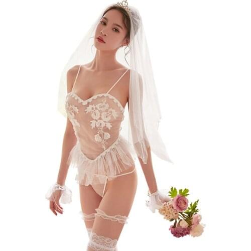 Porn Women Babydoll Lingerie Sexy Hot Erotic Wedding Dress Cosplay White Tenue 5pcs Sexy Set Underwear Erotic Lingerie Costumes