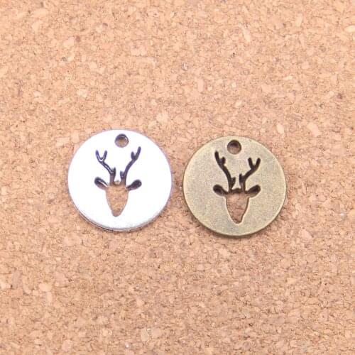 12pcs Charms deer head 18mm Antique Pendants,Vintage Tibetan Silver Jewelry,DIY for bracelet necklace
