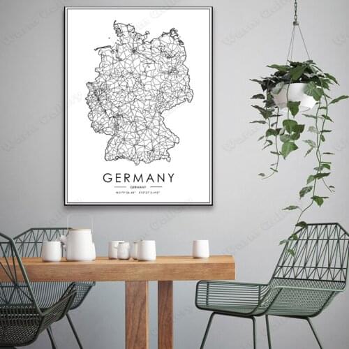 Black and White City Map The Germany City Map Poster HD Print Wall Art Canvas Nordic Landspace Painting for Home Decor