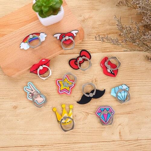 Cartoon ABS Mobile Phone Finger Ring Holder Cute Rainbow Lips Crown Love Wings Heart Bow Phone Holder Stand Support