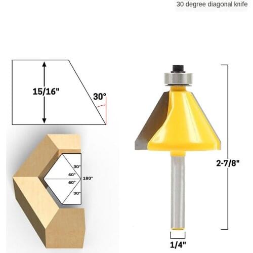 Milling Cutter for Wood 1/4 Shank 1/2 Shank 30 Degree Tongue Groove Router Bits Drilling Milling Carving Set Floor Woodworking