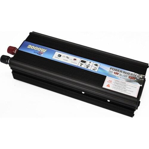 Inverter 2000W DC 12V/24V/AC 220V Voltage Transformer Pure Sine Wave Power Inverter Smart Double LCD display Car Power Wholesale