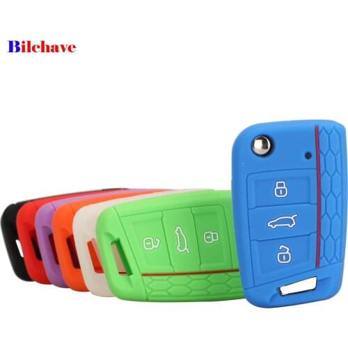Bilchave 3B For VW Polo Golf 7 Tiguan For Skoda Octavia Kodiaq Karoq For SEAT Ateca Leon Ibiza Silicone Remote Car Key Case