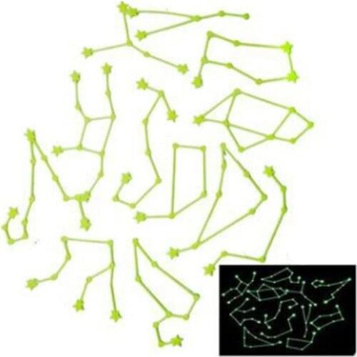 Creative Bedroom Wall Stickers Stars Moon Luminous Stickers Childrens Ceiling Stereo Fluorescent Twelve Constellations