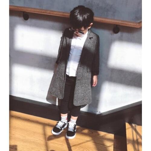 New Hot Children Coats Outerwear Spring Autumn Winter Girls Lattice Jackets Woolen Kids Baby Plus Cotton Clothes Boy Windbreaker