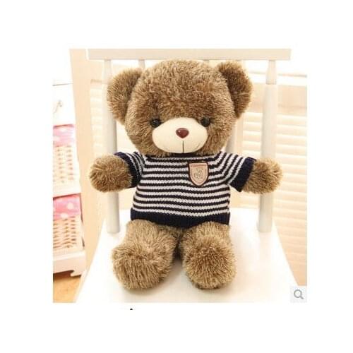 Stuffed animal Teddy bear blue stripes cloth bear about 27 inch plush toy 70 cm bear throw pillow doll wb112
