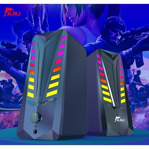 NJSJ Bluetooth Computer Speakers with Subwoofer PC Speakers for Desktop Computer Home Theater System USB Wired SoundBox