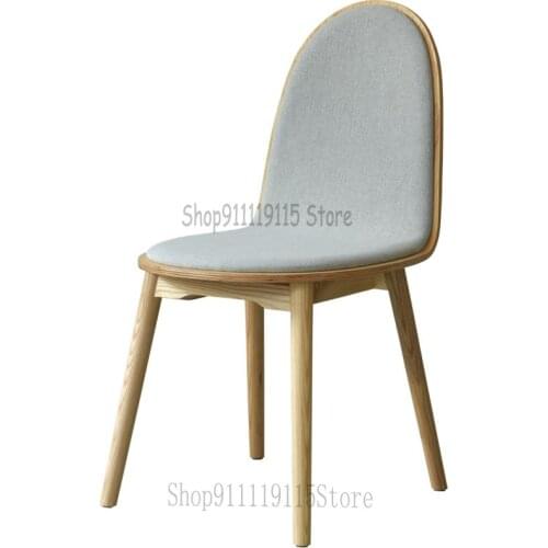 Nordic Solid Wood Family Dining Chair Cloth Upholstered Hotel Chair