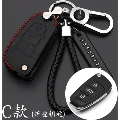 New leather Full Cover Car Key Case Shell For Audi C6 A7 A8 R8 A1 A3 A4 A5 Q7 A6 C5 Auto Styling HolderAccessories