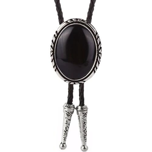 Western bolo tite collar natural agate stone leather necklace tuxedo accessories for men
