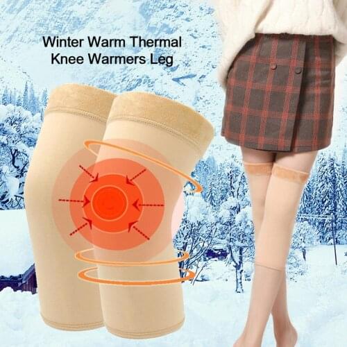 Pair Of Knee Pads Winter Warm Supplies Stretch Knitted Plush Knee Pads For Outdoor Cycling In Winter