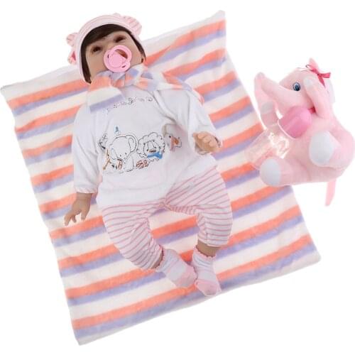 55cm Realistic Newborn Baby Doll, Silicone Limbs and Cotton Body with Clothes and Accessories