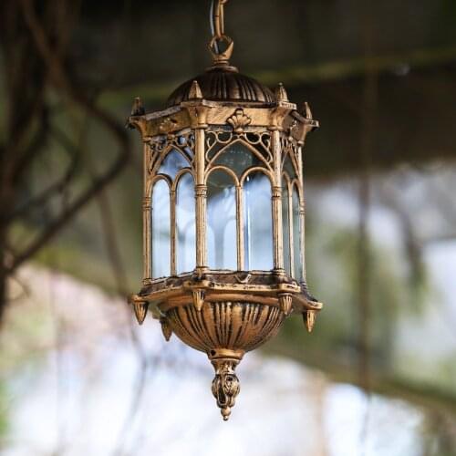 Retro industrial style European outdoor chandelier aisle corridor bronze classic outdoor balcony garden decoration lamps