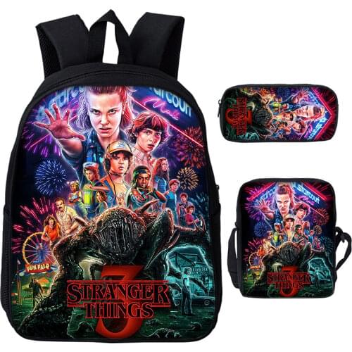 Stranger things 3 Backpack for Boys Girls School Bags Kids 3D Anime Pattern Book Bag Mochila Kids School Bag Pack