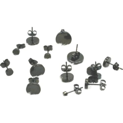50Pairs/Lot Free Shipment PUNK EMO Men/Women Ear Studs/Earring Stainless Steel Earring 3mm up to 12mm All Black