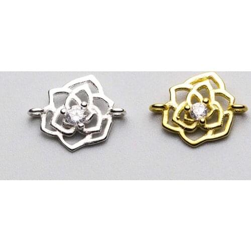 925 Sterling Silver Craft Rose Connectors 10x12mm Gold Silver Color Pendants Fit Women Charm Bracelets & Necklaces Jewelry Gift