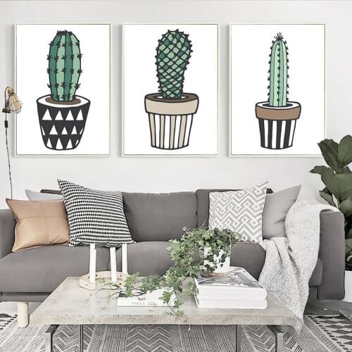 Modern Style Cartoon Plant Cactus Canvas Painting Wall Art Nordic Posters and Prints Wall Pictures for Living Room Decoration