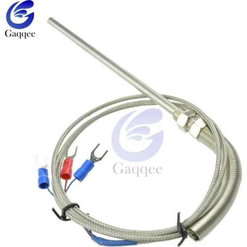 Steel Shield 10cm Probe Tube RTD PT100 Temperature Sensor with 1m 3 Cable Wires for Temperature Controller A10