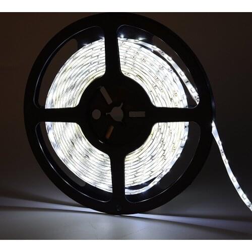 White LED Strip Lights 5M/16.4 Ft SMD 3528 RGB 300 LED Flexible Strip Light 6000K Daylight White Under Cabinet Lighting Strips