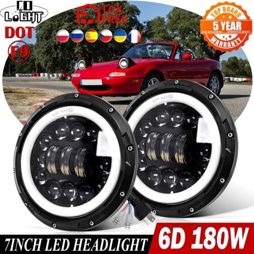 CO LIGHT 7 Inch LED Headlight with Halo Ring Amber 90W 30W Hi/Lo Dot E9 Turn Signal For Offroad VAZ Lada Motocycle Niva 12V 24V