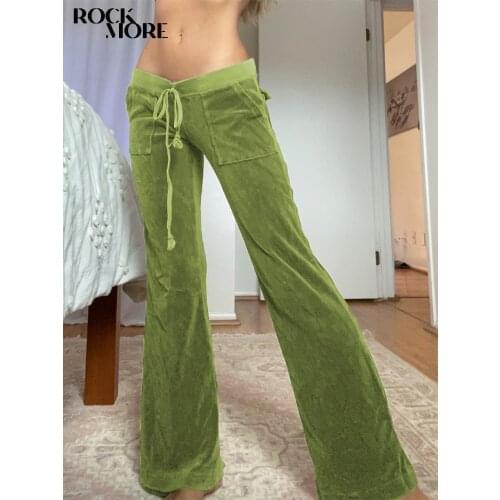 Rockmore Velvet Wide Leg Pants Women Baggy Sweatpants Joggers Y2K Streetwear Harajuku Solid Fairy Grunge Trousers Capris Autumn