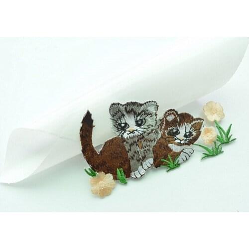 Animal Cat Motif Embroidery Patch for Iron on Clothing Embroidered Sticker DIY Apparel Applique Accessories