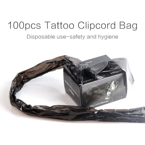 YILONG 100Pcs Tattoo Machine Pen & Clip Cord Sleeves Bags Supply Black Disposable Covers Bags For Tattoo Machine & Clip Cord