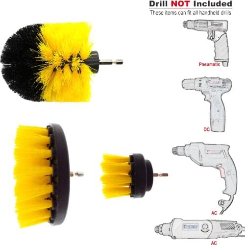 3Pcs Power Scrubber Cleaning Kit Drill Brush for Car Kitchen Bathroom Surfaces Tub, Shower, Tile and Grout All Purpose