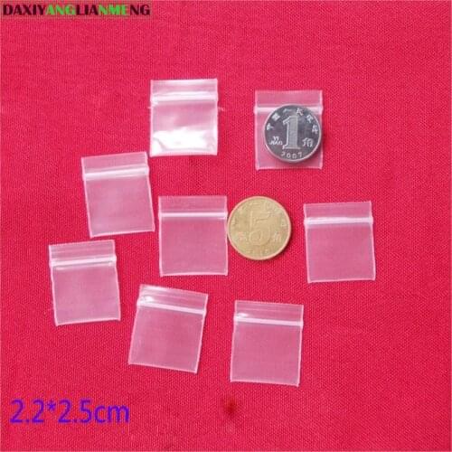 300pcs WxL: 2.2x2.5cm thickness 0.2mm PE zipper plastic transparent bag , zipper plastic bag , clear zipper packaging bags