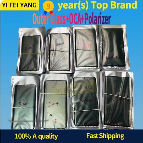 5pcs With OCA With Polarizer Film For Samsung Galaxy S20 Ultra S8 S9 Plus S10 plus Note 9 8 Front Glass Front Outer Glass