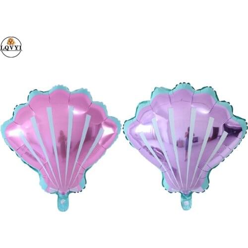 5pcs New Pink purple baby shower girl wedding air balloons hawaii shell foil balloons birthday party decoration sea Toys