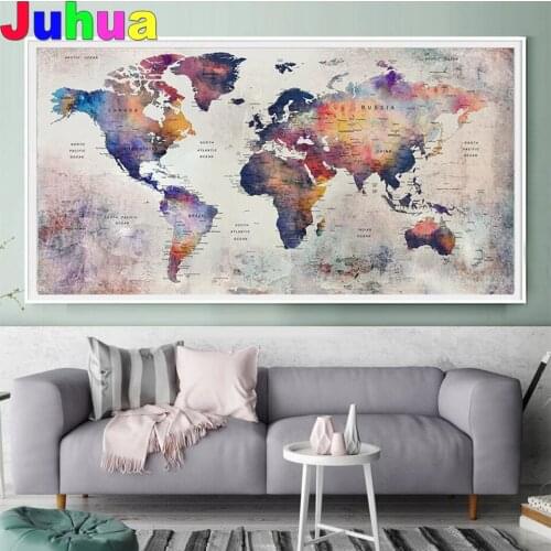 5d diy large diamond mosaic abstract world map diamond painting full square round embroidery sale graffiti home decor AA2468