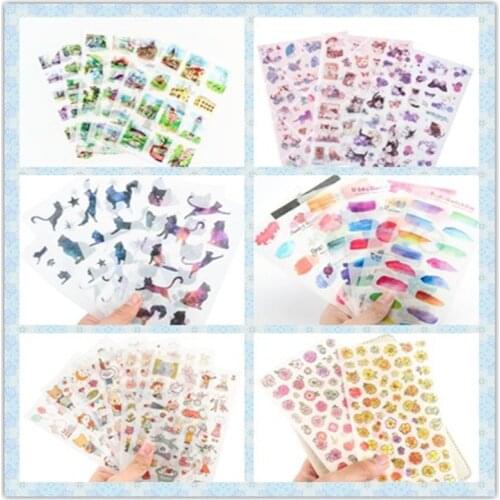 6sheets/pack Diary Stationery Paper Kawaii Cute Scrapbooking Six Styles To Choose From Flower And Cartoon Handmade Sticker