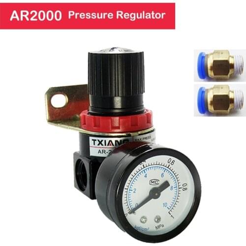 Free Shipping AR2000 Pressure Regulator 1/4" BSPT with Gauge and Bracket Regulador de presion Regulateur de pression