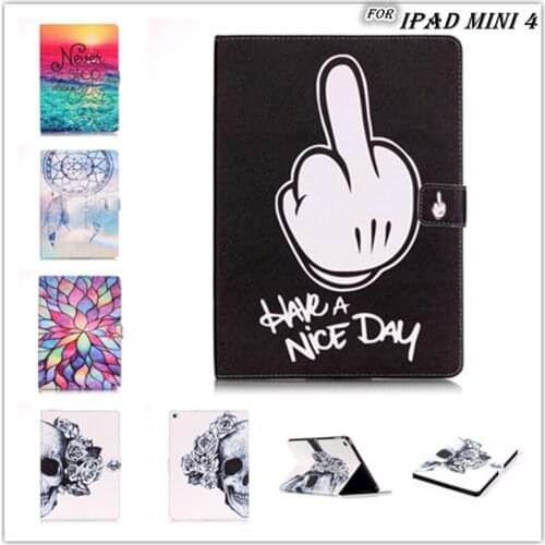 Freeshipping new Fashion Pattern Pu Leather Case Cover For Apple iPad Mini 4 Cases Skin Fundas Coque For iPad Mini4 Tablet case