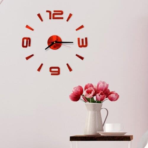 2020 new modern design 3D acrylic large mirror wall clock diy decorative quartz watch clock home decoration garage sticker klok