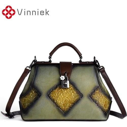 Spring Brand Bags Genuine Leather Women Handbag Retro Embossing Fashion Shoulder Bags Lady Casual Crossbody Designer Lock Purses