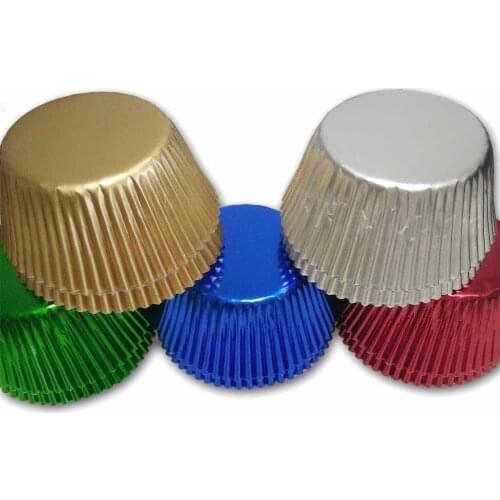 50x Cupcake Paper Cups Gold Silver Red Aluminum Foil Muffin Baking Cup Cake Liner Holder Case Wrappers Trays for Birthday Party