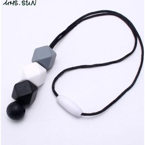 MHS.SUN 1PC BPA Free Silicone Teething Nursing Necklace Baby Chewable Teether Holder Necklace For Mommy Jewelry Infant Toy