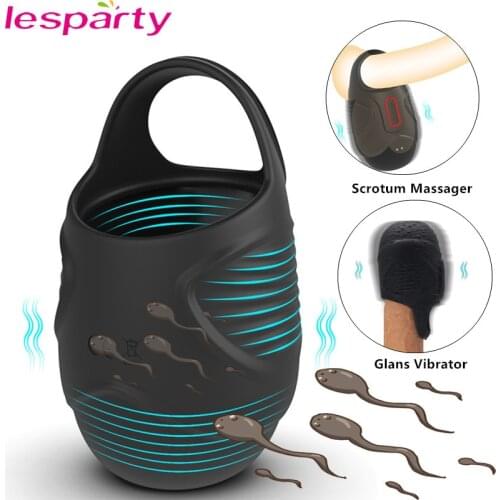 10 Modes Vibrating Penis Massager Ring Dildo Sex Toys for Men Scrotum Massager Male Chastity Cage Testicle Bondage Vibrators