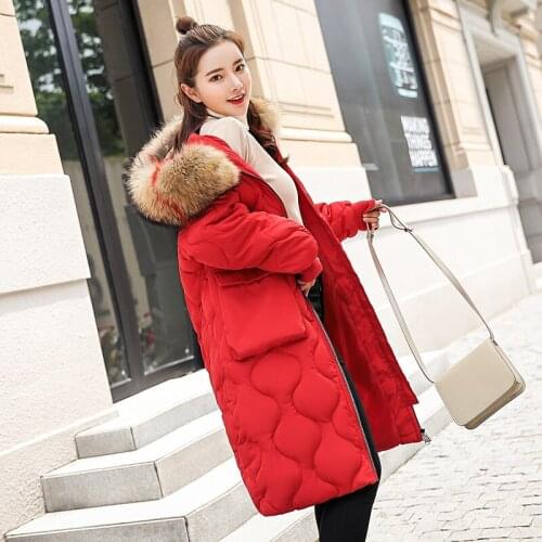 2019 Hot Sale Polyester Zipper High Waist Standard Full Winter New Fat Will Code Cotton Suit-dress Clothes Long Fund Loose Coat