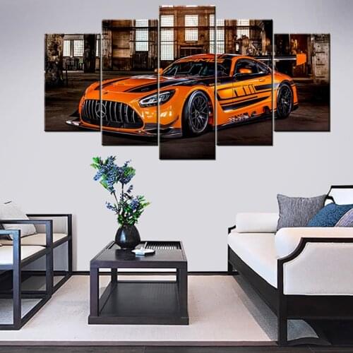 Canvas 5pcs Painting Home Decoration Wall Art AMG GT3 Supercar Picture Car Prints Modular Modern Frame Poster For Living Room