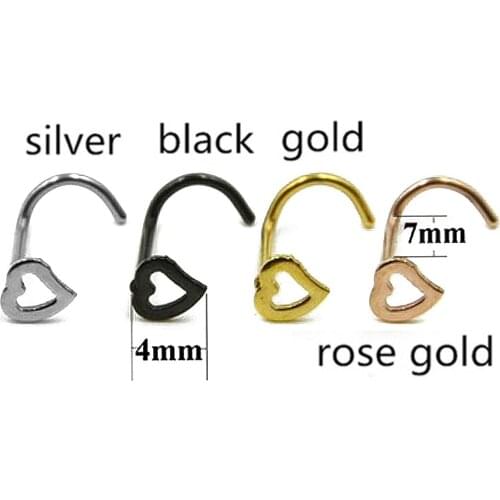 1Pcs Shellhard Vintage Body Piercing Jewelry Fashion Hollow Heart Shaped Nose Ring Studs Women Cute Bijoux Nose Piercing Gift