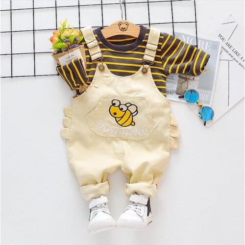 BibiCola Spring Autumn Baby Boys Clothing Set Kids Long Sleeve T-shirt +Overalls 2 pcs Clothes Set Childern Baby Tracksuit set