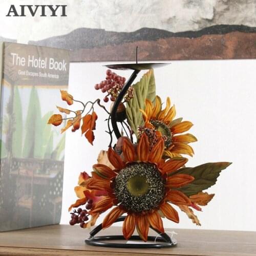 Foreign trade excellent product simulation flower European sunflower set candlestick Christmas decoration home decoration