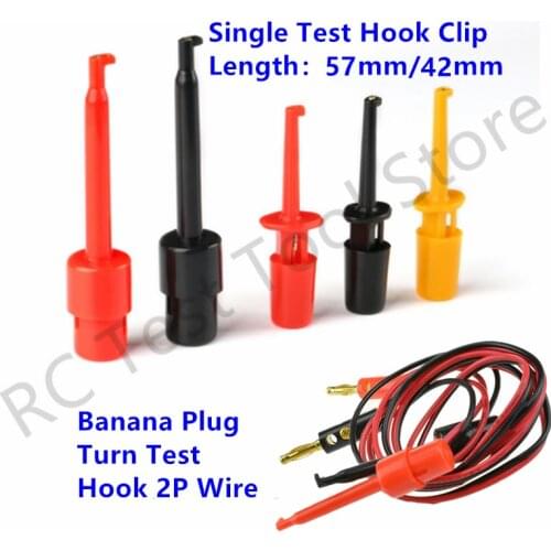 2 PCS/Lot Test Clip Test Hook Electronic Connector Accessories Mini Test Probe Alligator Clip Hook Multimeter Total Length 58mm