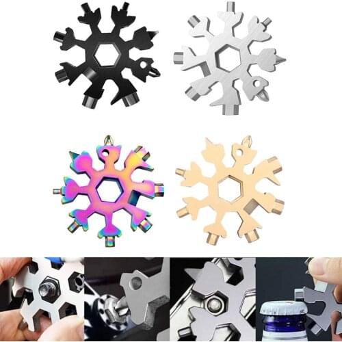 18-in-1 Snowflake Multi-tool Portable Pocket Tool Wrench Ratchet Combination Metric Christmas Gift Set Socket Wrenches Nut Tools